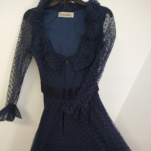 Vintage Neiman Marcus For Richilene Polka Dotted Maxi Dress - Picture 4 of 12